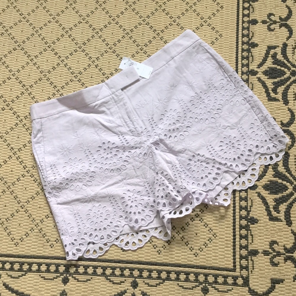 🆕 Ann Taylor Exquisite Light Lavender Eyelet Shorts 💜☀️🌸 - Picture 2 of 8